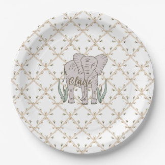 Assiettes En Carton Éléphant et bambou