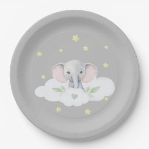 Assiettes En Carton Eléphant Genre Neutre Baby shower Vaisselle
