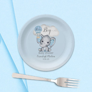 Assiettes En Carton Elephant Hot Air Balloon Baby Boy Douche