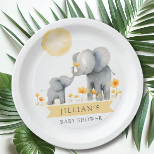 Assiettes En Carton Elephant Kisses Baby shower C'est un garçon