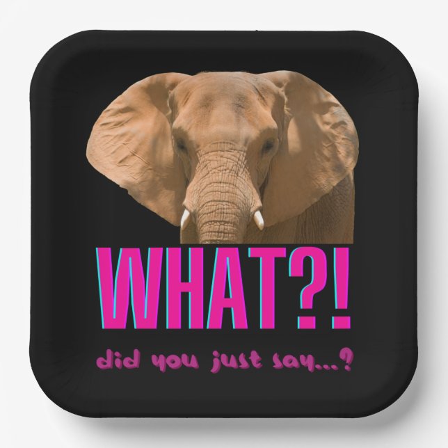 Assiettes En Carton Elephant Que Viens-Tu De Dire ? (Recto)