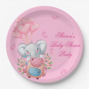 Assiettes En Carton Eléphant rose mignon