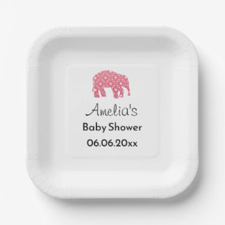 Assiettes En Carton Eléphant Rose Personnalisé Baby Shower