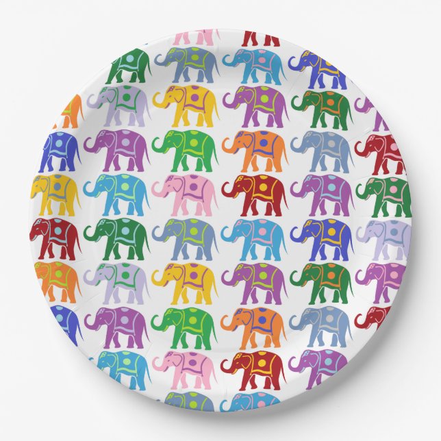Assiettes En Carton Éléphants décoratifs (Devant)