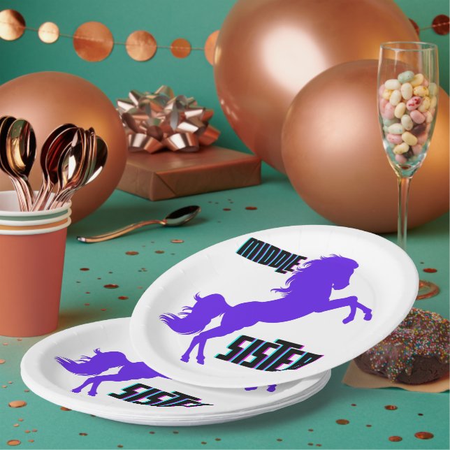 Assiettes En Carton Élevage de pony pourpre de soeur moyenne (Multi)