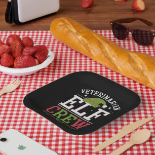 Assiettes En Carton Elfe de Noël vétérinaire technicien vétérinaire