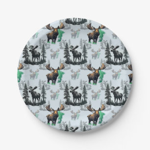 Assiettes En Carton Elk Moose Antlers Deer Design Motif