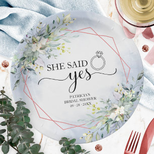 Assiettes En Carton Elle a dit oui Napperons de mariage géométriques à