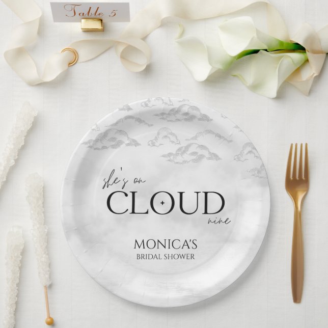 Assiettes En Carton Elle est au septième ciel Élégant et rêveur : Sall (Mariage)