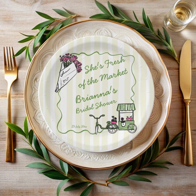Assiettes En Carton Elle est fraîche du marché nuptiale douche personn (She's fresh of the market bridal shower custom paper plates personalized decor monogrammed plates)