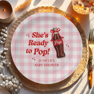 Assiettes En Carton Elle est prête à faire éclater la Baby Shower Soda