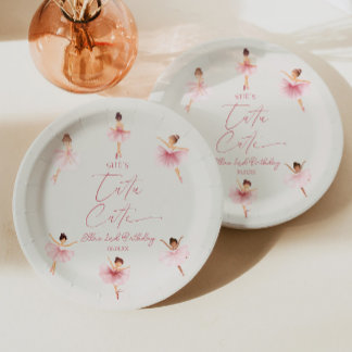 Assiettes En Carton Elle est Tutu mignonne rose Ballerina 2e fête d'an