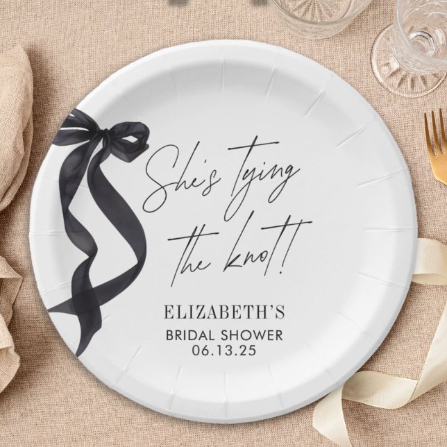 Assiettes En Carton Elle Noue le Nœud Arc Bow Réception de Mariage  (Créateur téléchargé)