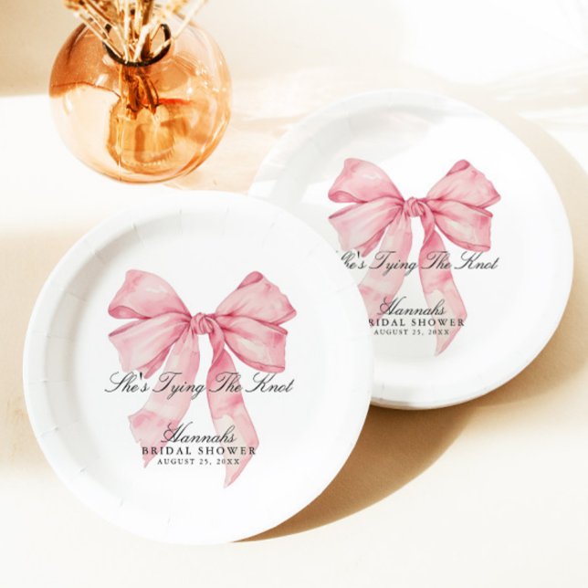 Assiettes En Carton Elle noue les plaques de papier à mâchoire rose (Créateur téléchargé)
