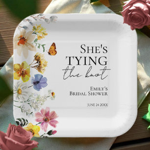 Assiettes En Carton Elle se marie Wildflower Bridal Shower