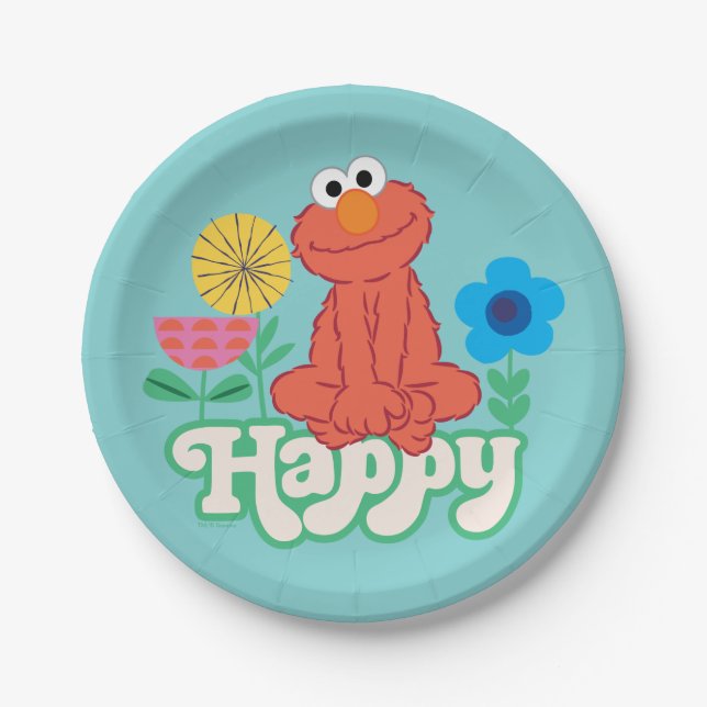Assiettes En Carton Elmo Happy ! (Devant)