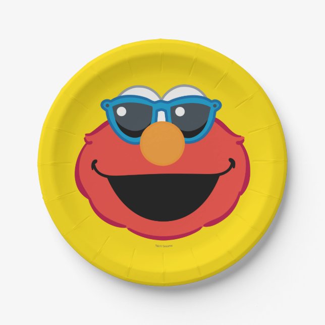 Assiettes En Carton Elmo visage souriant avec lunettes de soleil (Devant)