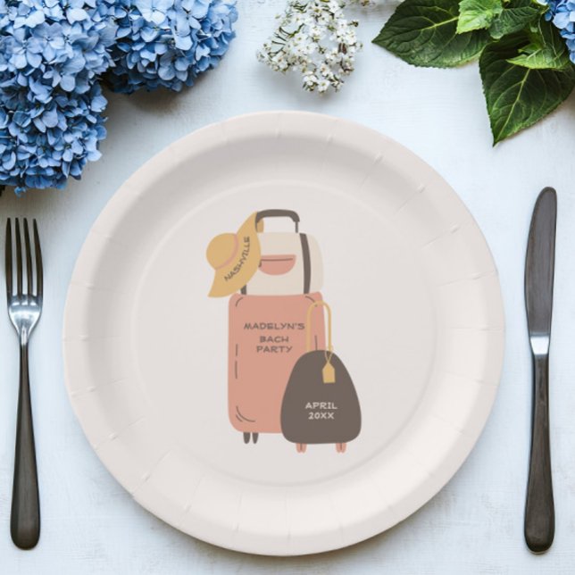 Assiettes En Carton Emballez vos sacs Bagages Destination Bachelorette (Créateur téléchargé)