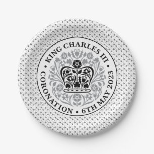 Assiettes En Carton Emblème de couronnement du roi Charles III
