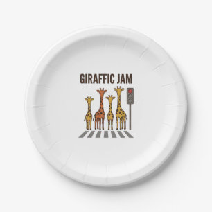 Assiettes En Carton Embouteillage giraffic Drôle de girafe traversant