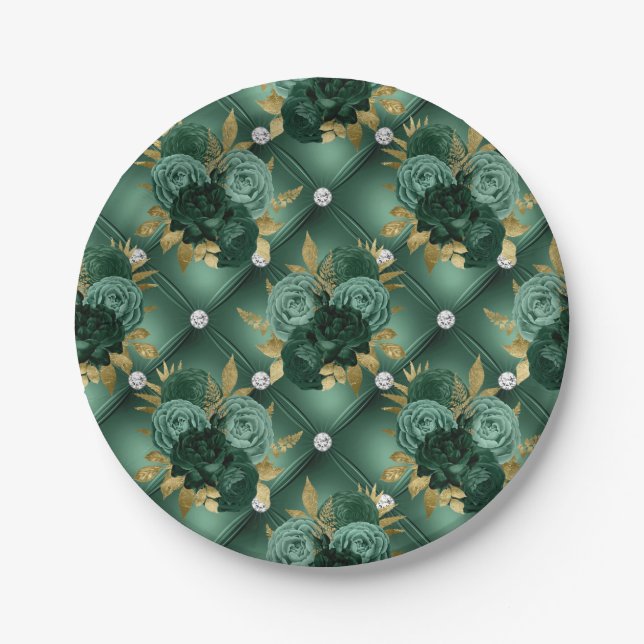 Assiettes En Carton Emerald Green et Mariage Gold (Devant)