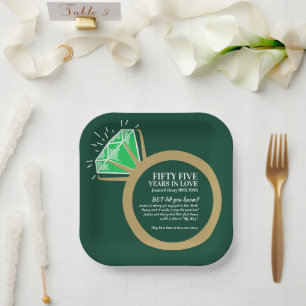 Assiettes En Carton Emerald vert et or bague anniversaire fait amusant