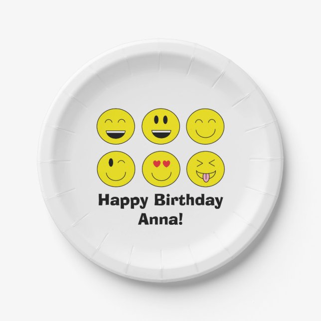 Assiettes En Carton Emoji a personnalisé les plaques à papier (Devant)