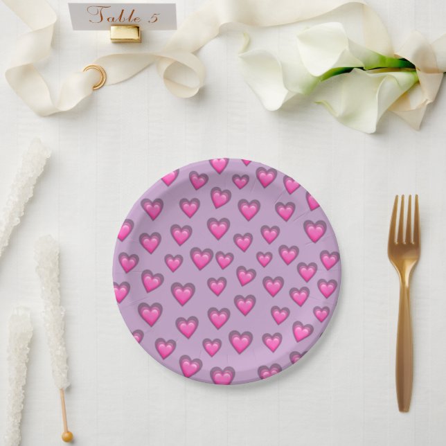 Assiettes En Carton Emoji de la Saint-Valentin (Mariage)