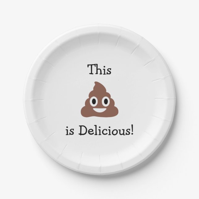 Assiettes En Carton Émoticon de poo personnalisable (Devant)