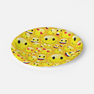 Assiettes En Carton Émoticon du Parti Emoji mignon, des visages heureu