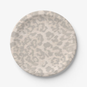 Assiettes En Carton Empreinte de léopard beige.