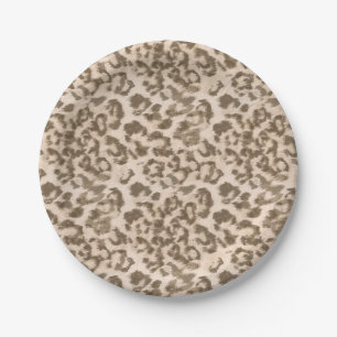 Assiettes En Carton Empreinte de léopard beige.
