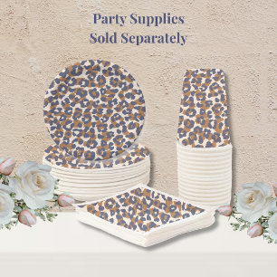 Assiettes En Carton Empreinte de léopard - Bleu et Brown