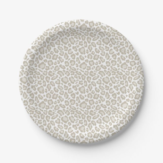 Assiettes En Carton Empreinte de léopard crème (Devant)