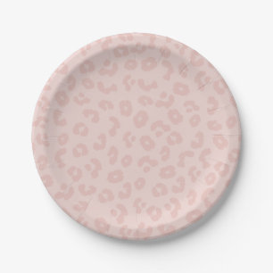 Assiettes En Carton Empreinte de léopard en rose