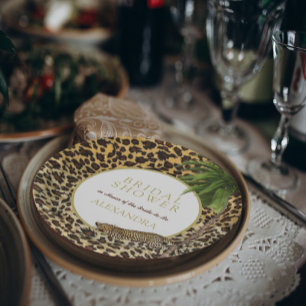 Assiettes En Carton Empreinte de léopard Motif Elegant Palm Fête des m
