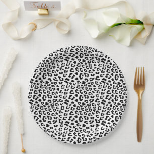 Assiettes En Carton Empreinte de léopard noir et blanc