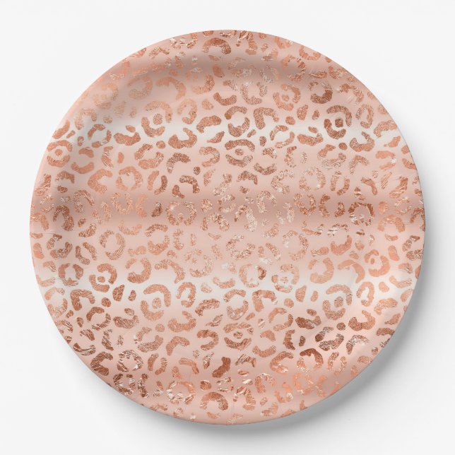 Assiettes En Carton Empreinte de léopard rose pâle (Devant)