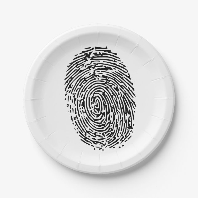 Assiettes En Carton Empreinte digitale noire de mystère (Devant)