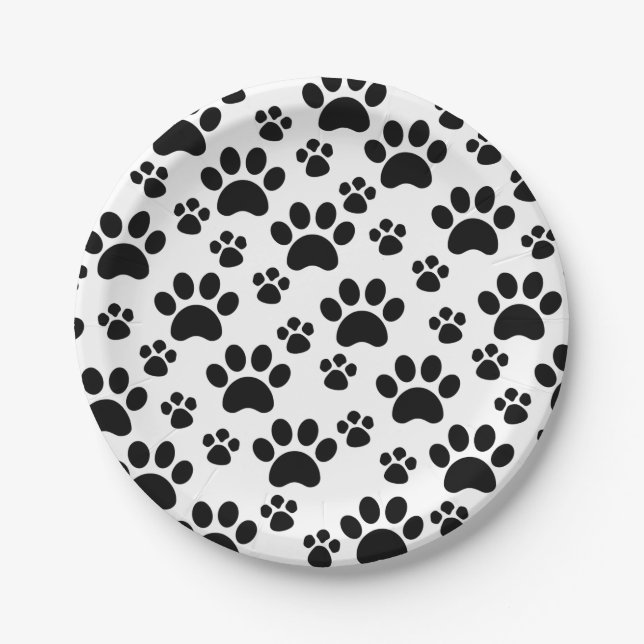 Assiettes En Carton Empreintes de pattes de chiens (Devant)