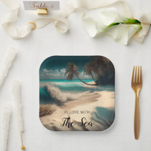 Assiettes En Carton En amour avec la mer Art tropical