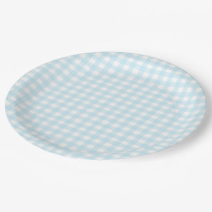 Assiettes En Carton En vichy bleu 1