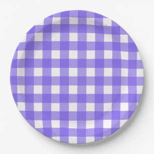 Assiettes En Carton En vichy périphérique et blanc