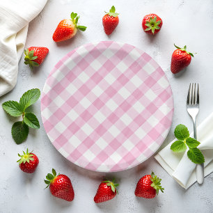 Assiettes En Carton En vichy rose