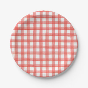 Assiettes En Carton En vichy rouge