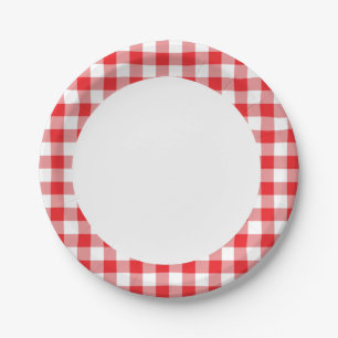 Assiettes En Carton En vichy rouge
