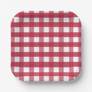 Assiettes En Carton En vichy rouge et blanc