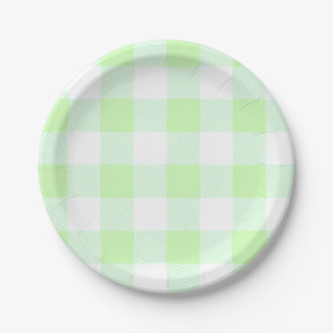 Assiettes En Carton en vichy vert clair
