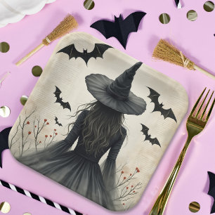 Assiettes En Carton Enchanter Halloween sorcière