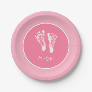 Assiettes En Carton Encombrement des nouveau-nés Baby showers roses